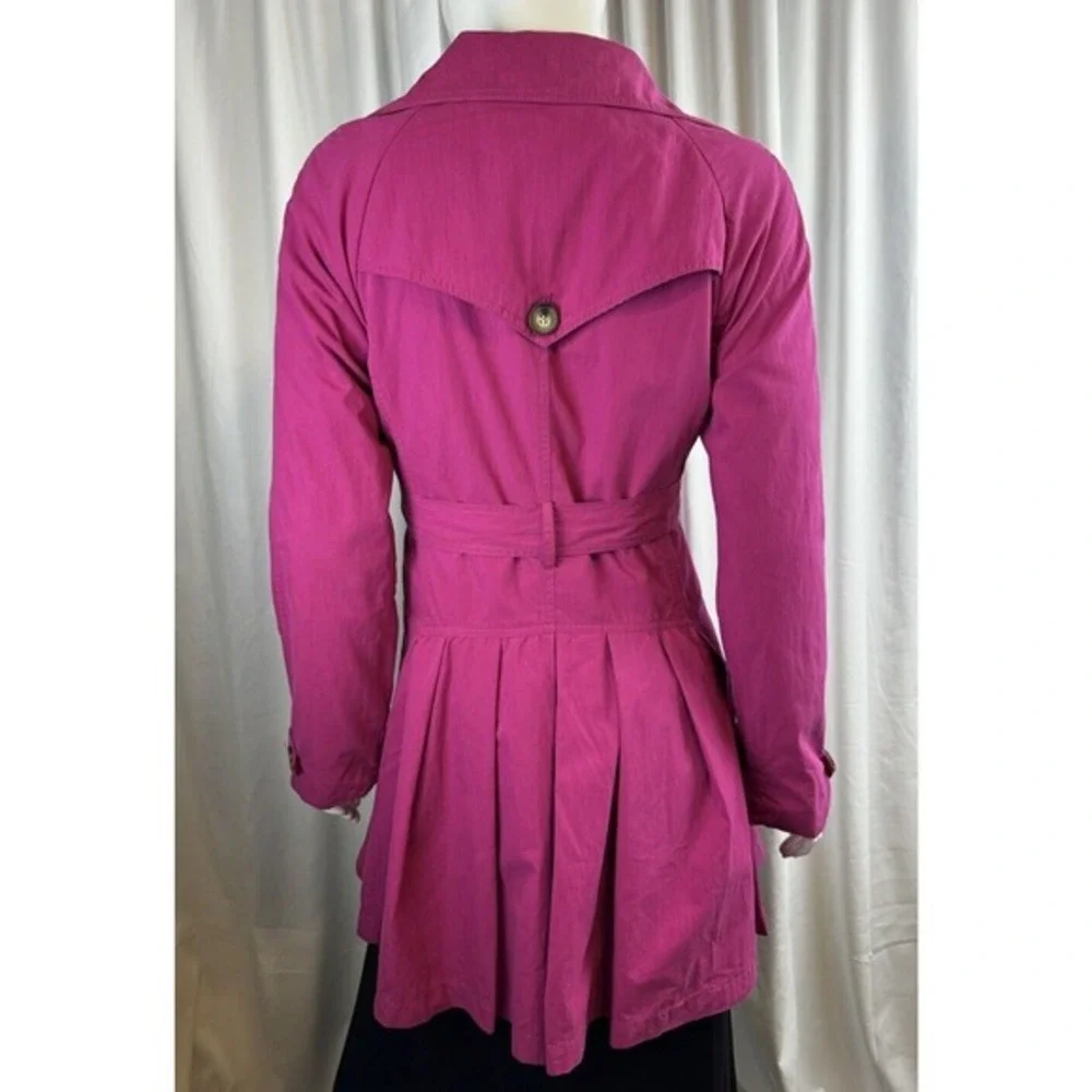 FOR CYNTHIA Womens‎ Double Breasted Belted Trench Coat Hot Pink Size L